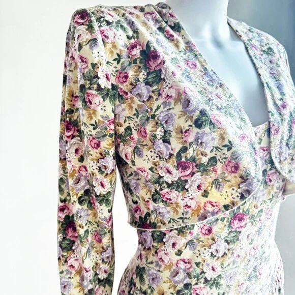 Vintage 90s Models Centre Floral Dress and Bolero Jacket Set S - Picture 11 of 13